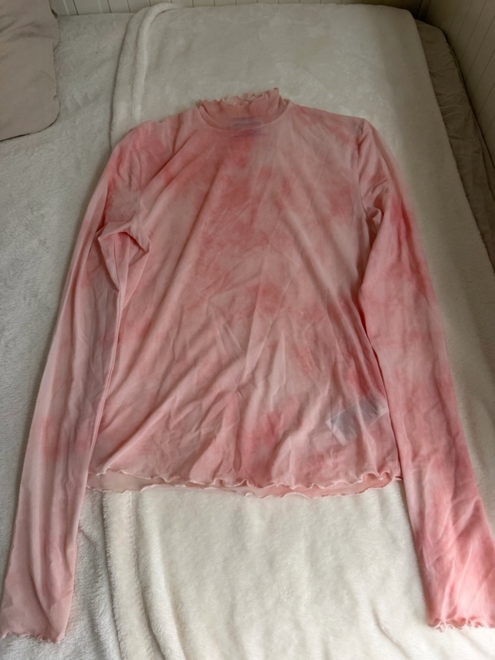 Urban Outfitters Sheer Long-Sleeve Pink Mesh Top